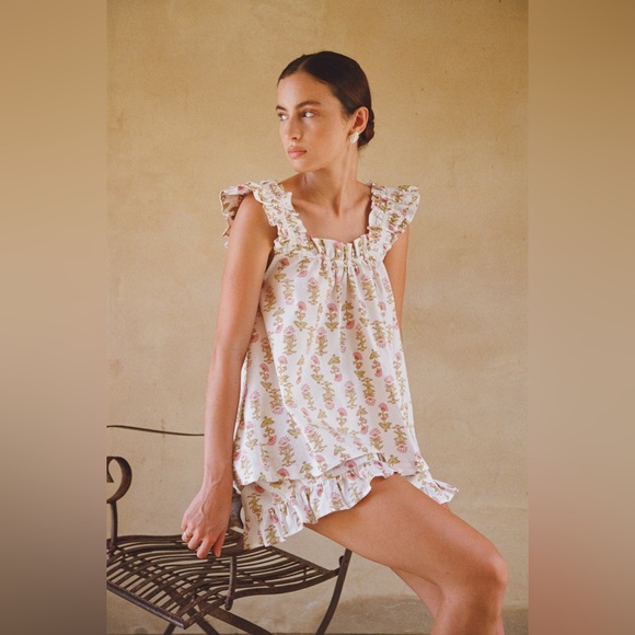 piyama Other - Piyama Nicolette block print ruffle tank top pajamas lotus flower hill house
